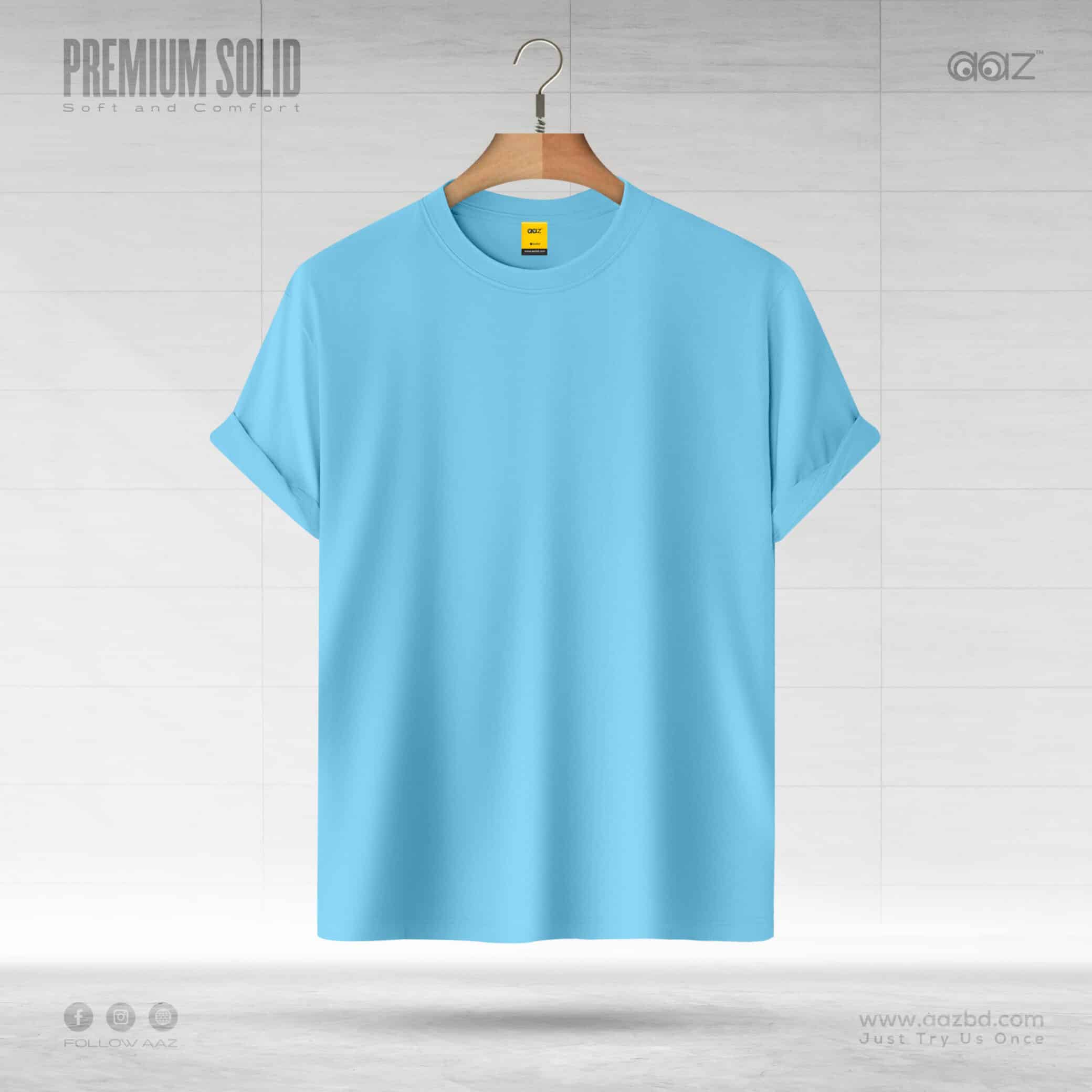 Solid T Shirt – Sky Blue - Premium Quality - AAZ Bangladesh