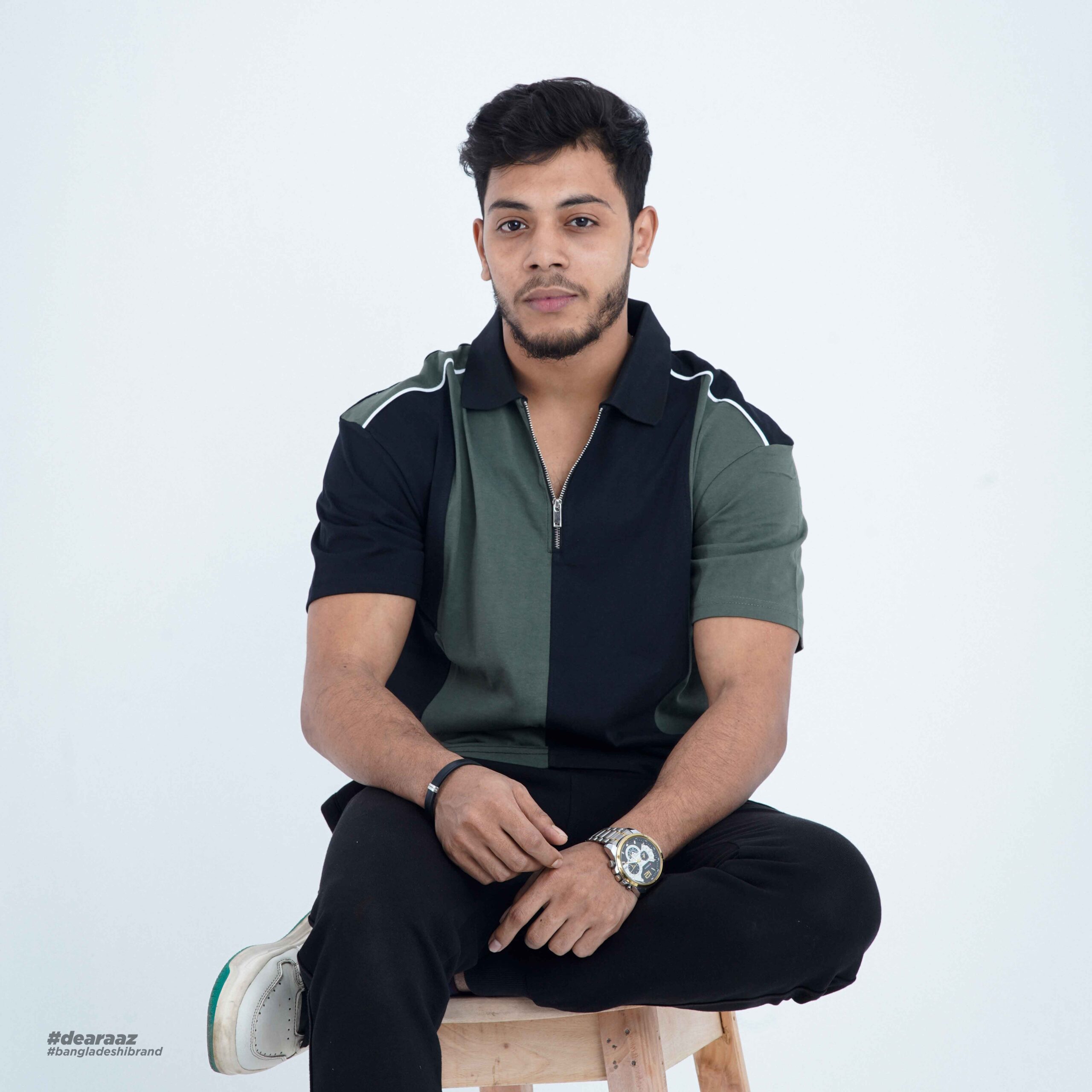 Black and Olive Green T-Shirt - Premium Cotton - AAZ Bangladesh