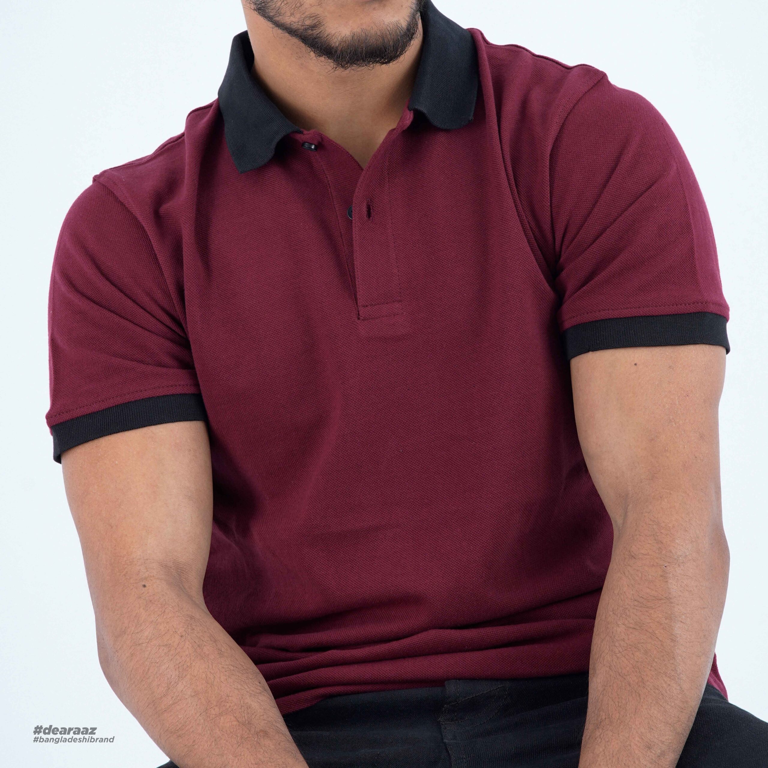 Maroon Contrast 02 T-Shirt - Premium Cotton - AAZ Bangladesh