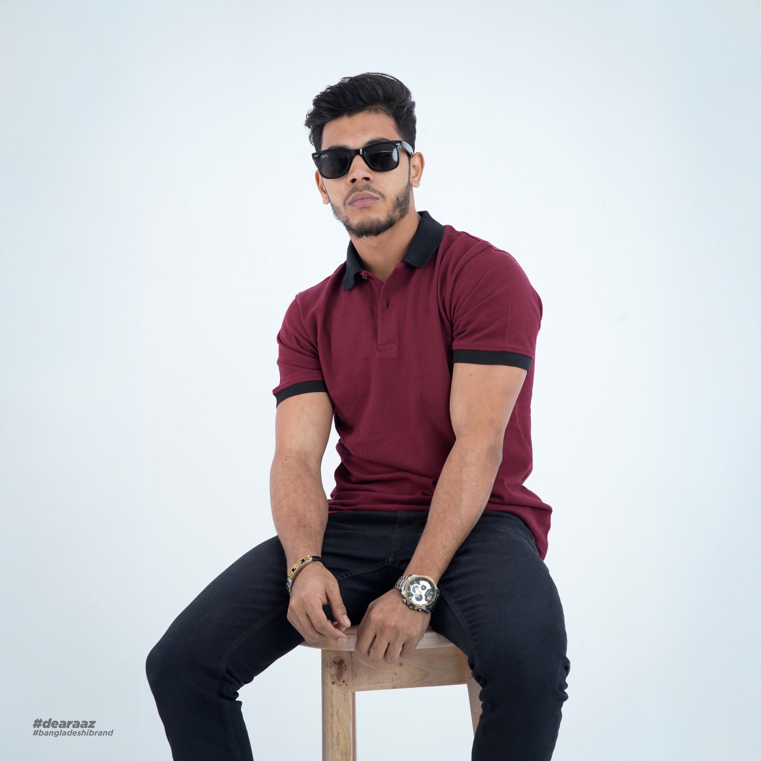 Maroon Contrast 02 T-Shirt - Premium Cotton - AAZ Bangladesh
