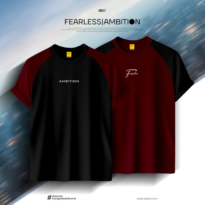 Best Deal: Fearless Ambition - Half Sleeve Raglan T-Shirt - Premium Quality - AAZ Bangladesh